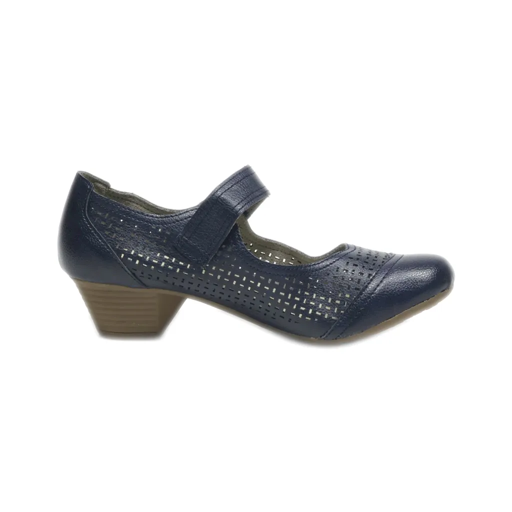 Footflexx Mid-Heel Shoes Leather Blue Colour For Women