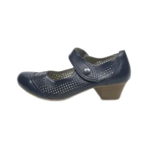 Footflexx Mid-Heel Shoes Leather Blue Colour For Women