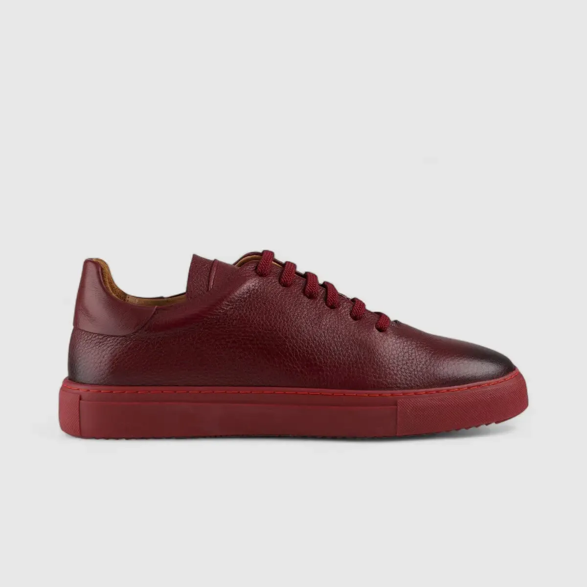 Formales Lace Up Leather Sneaker Burgandy Red 4289