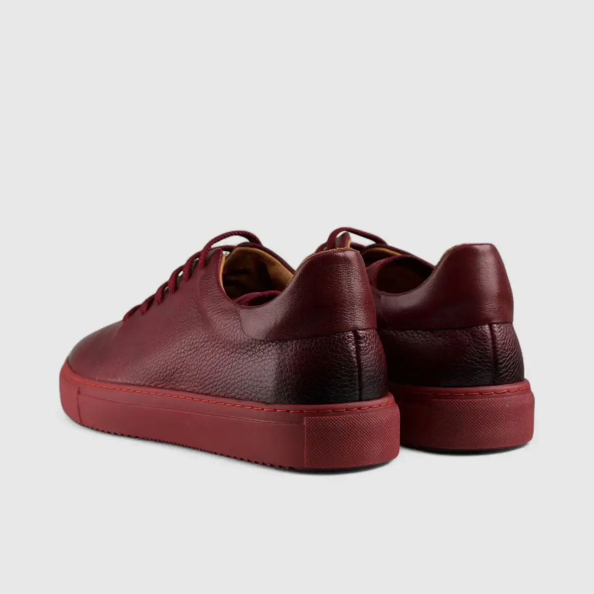 Formales Lace Up Leather Sneaker Burgandy Red 4289