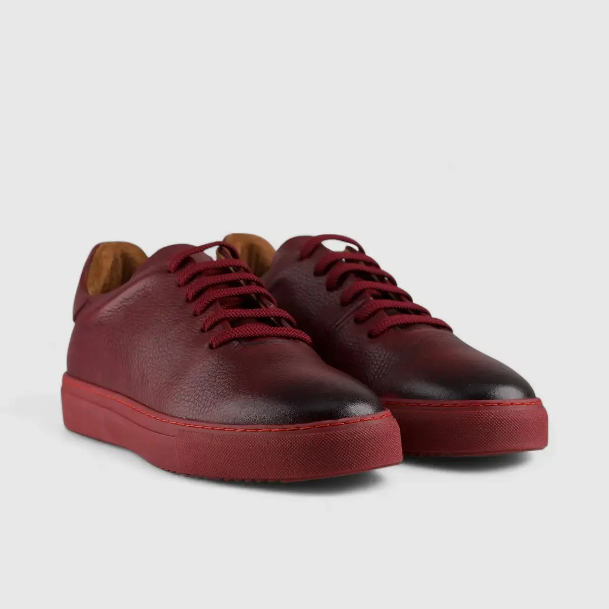 Formales Lace Up Leather Sneaker Burgandy Red 4289