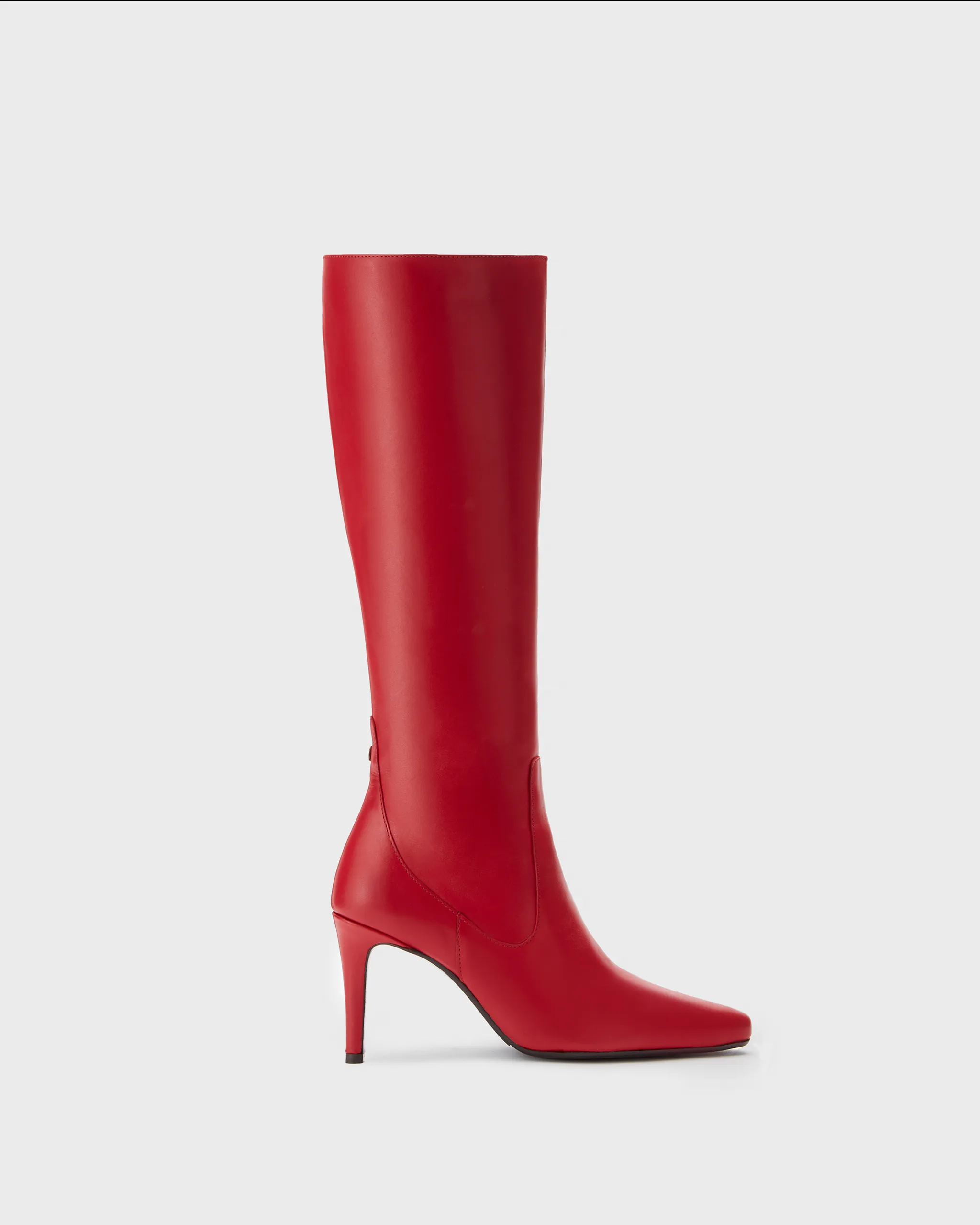 Freya Knee High Boots in Red Leather