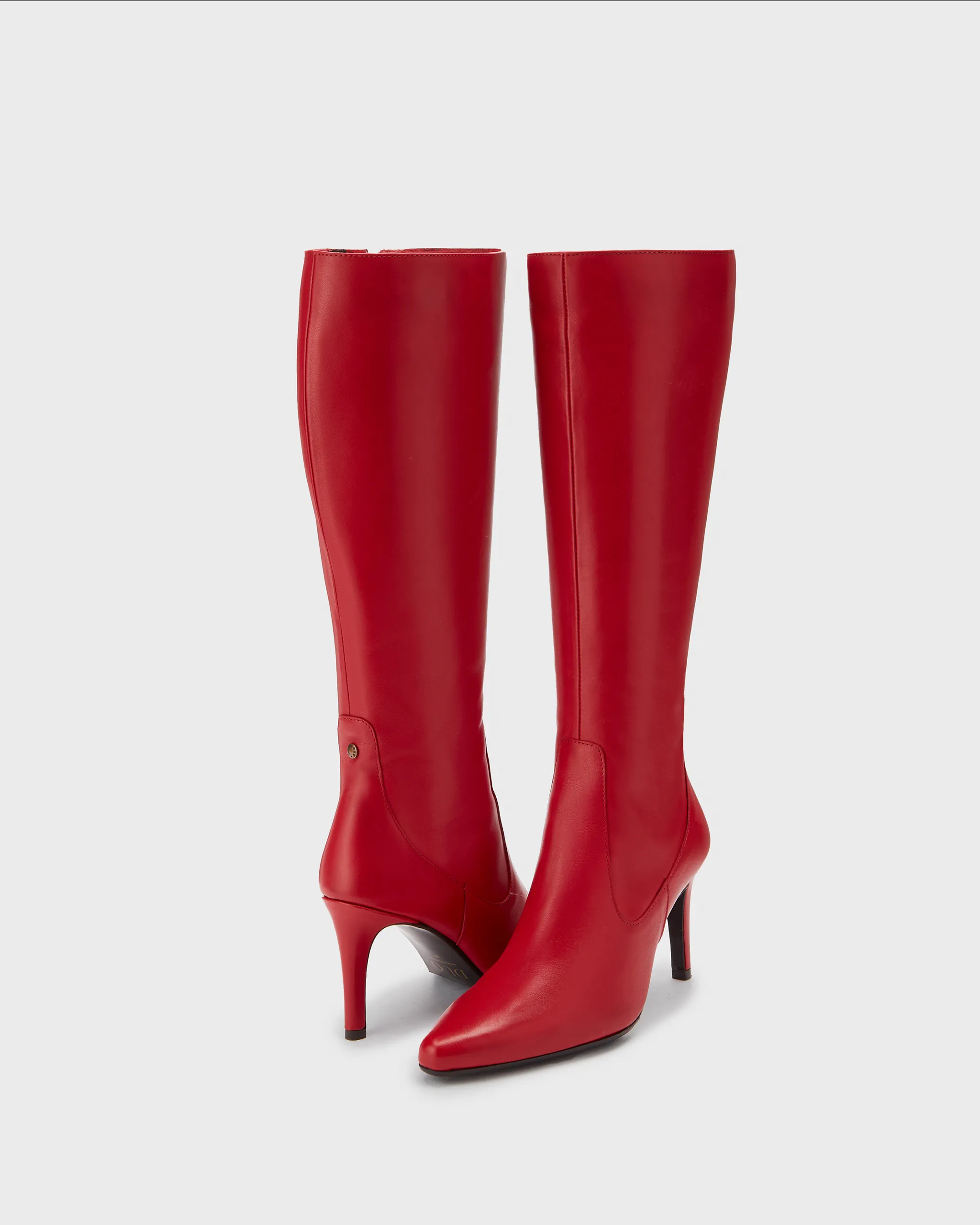 Freya Knee High Boots in Red Leather