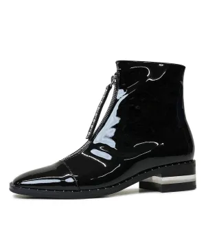 Fridays Black Patent Leather Ankle Boots