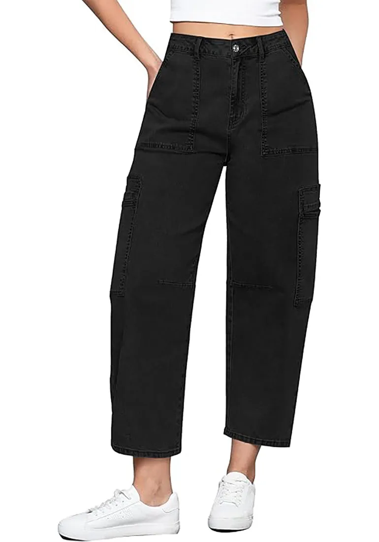 GRAPENT Women's Casual Fit Relaxed Straight Ankle Denim Jean Pant