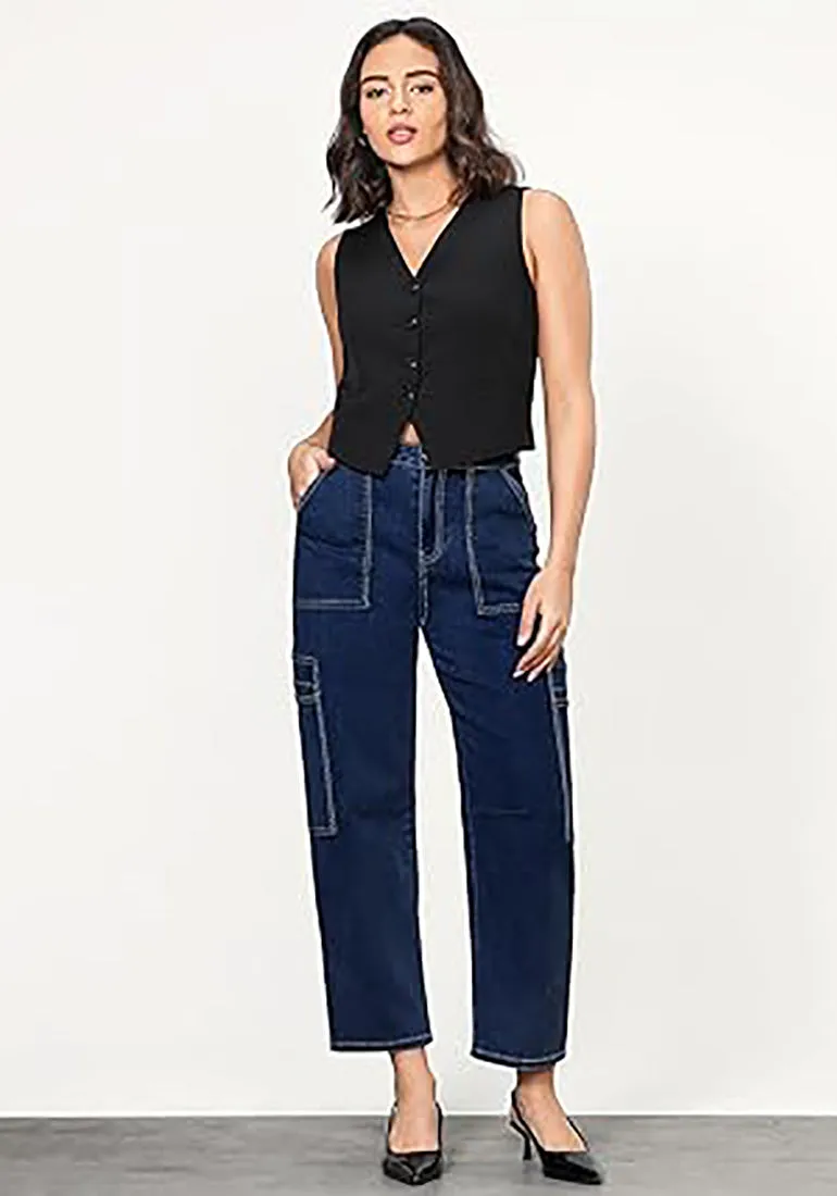 GRAPENT Women's Casual Fit Relaxed Straight Ankle Denim Jean Pant