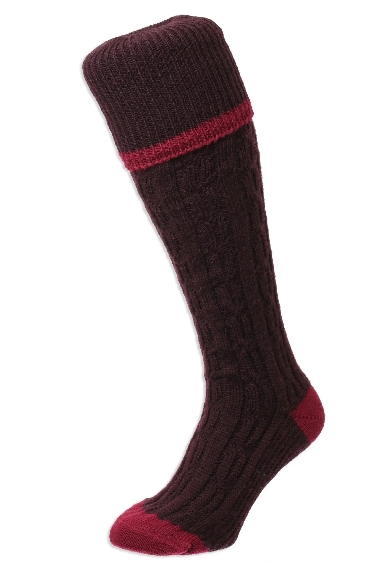 HJ Hall Cushion Foot Long Sock | Cable Stripe