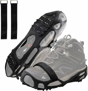 Ice Cleats 24 Teeth Spikes Crampons, Ice Snow Grips Cleats Crampons for Hiking Fishing