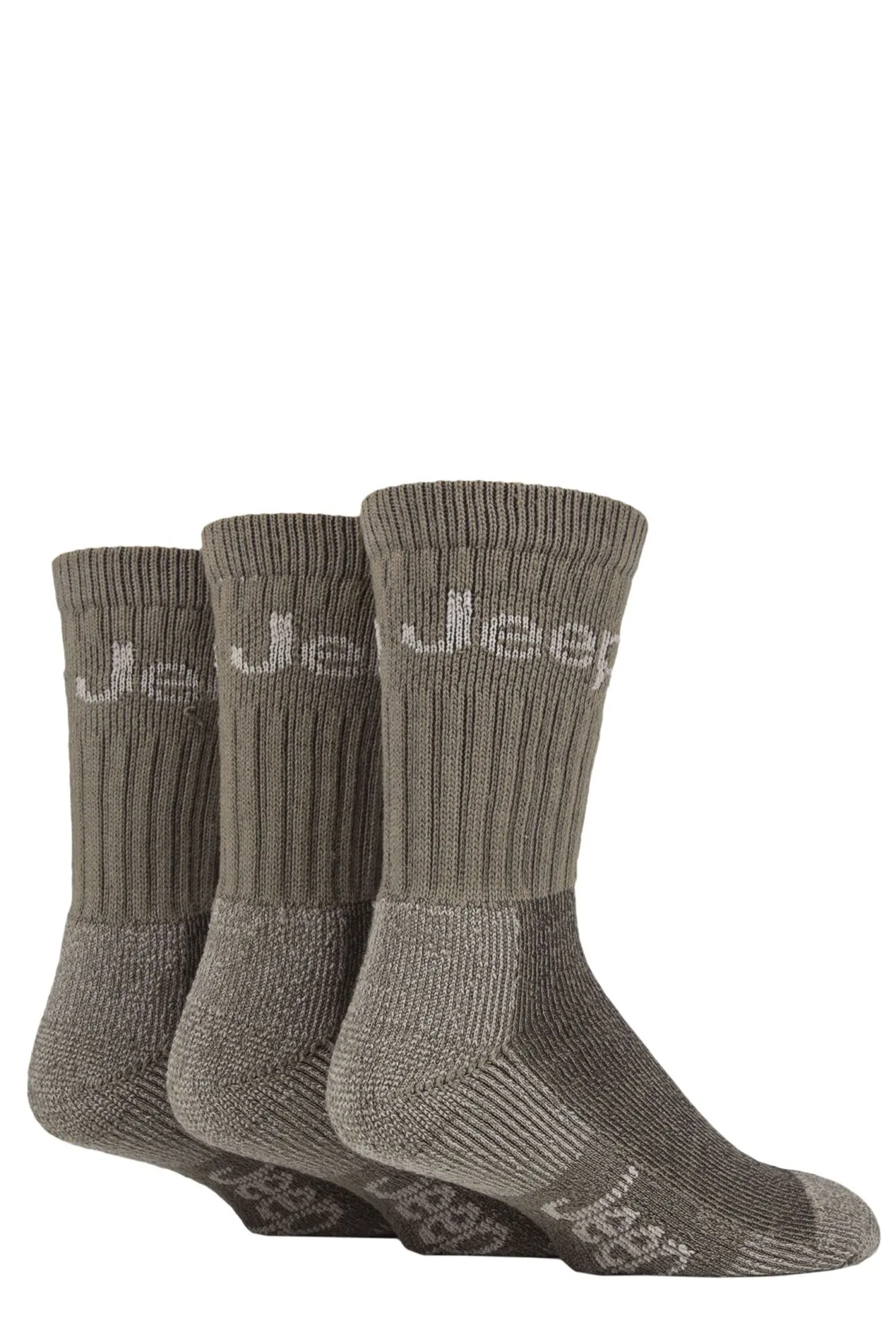 Jeep Mens Terrain Boot Socks Pack of 3 Khaki