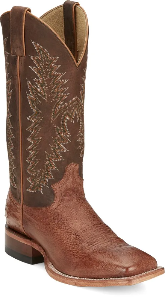 JUSTIN MENS BROAD SQUARE TOE WESTERN OSTRICH BOOTS STYLE JE810