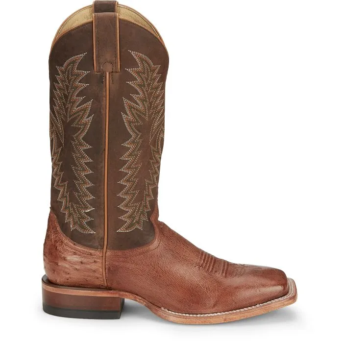 JUSTIN MENS BROAD SQUARE TOE WESTERN OSTRICH BOOTS STYLE JE810