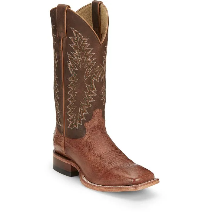 JUSTIN MENS BROAD SQUARE TOE WESTERN OSTRICH BOOTS STYLE JE810