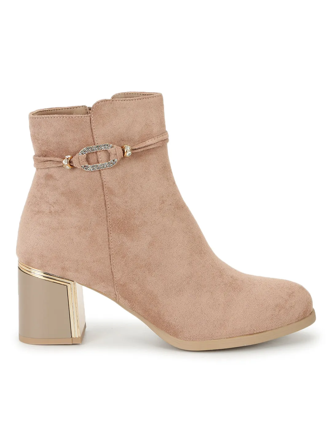 Khaki Suede High-End-Fashion Stylish Ankle Boots (TC-RS3691-KHA)