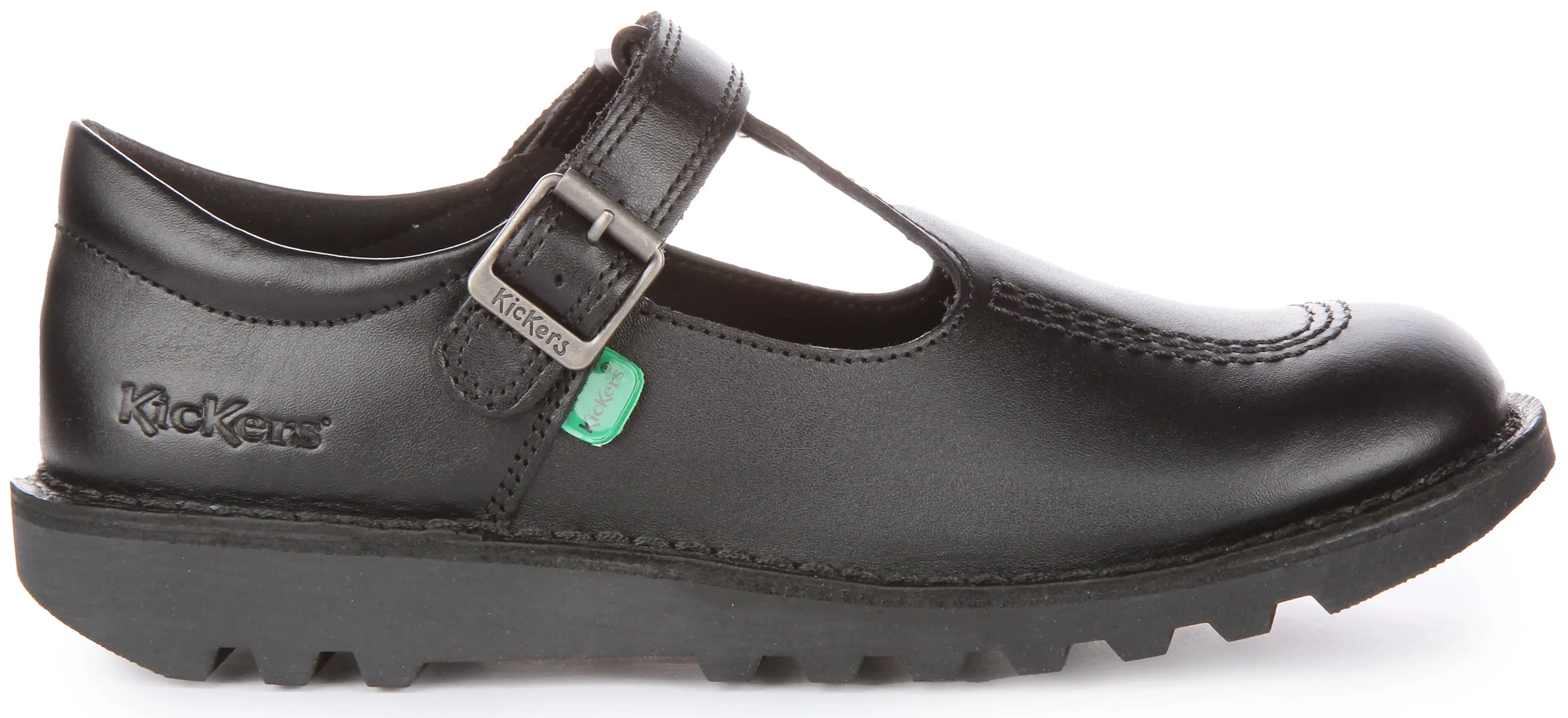 Kickers Kick T Bar Leather In Black For Youth