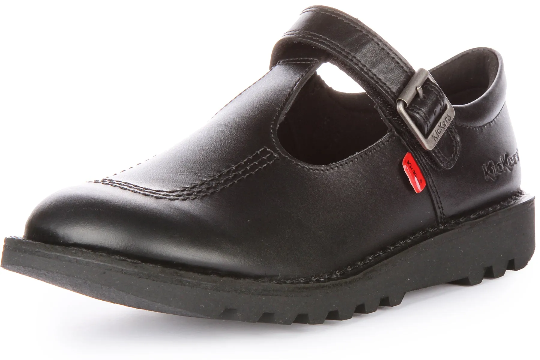 Kickers Kick T Bar Leather In Black For Youth