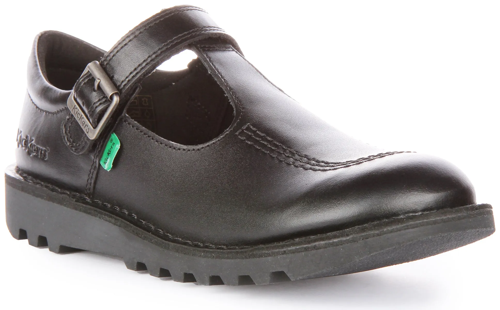 Kickers Kick T Bar Leather In Black For Youth