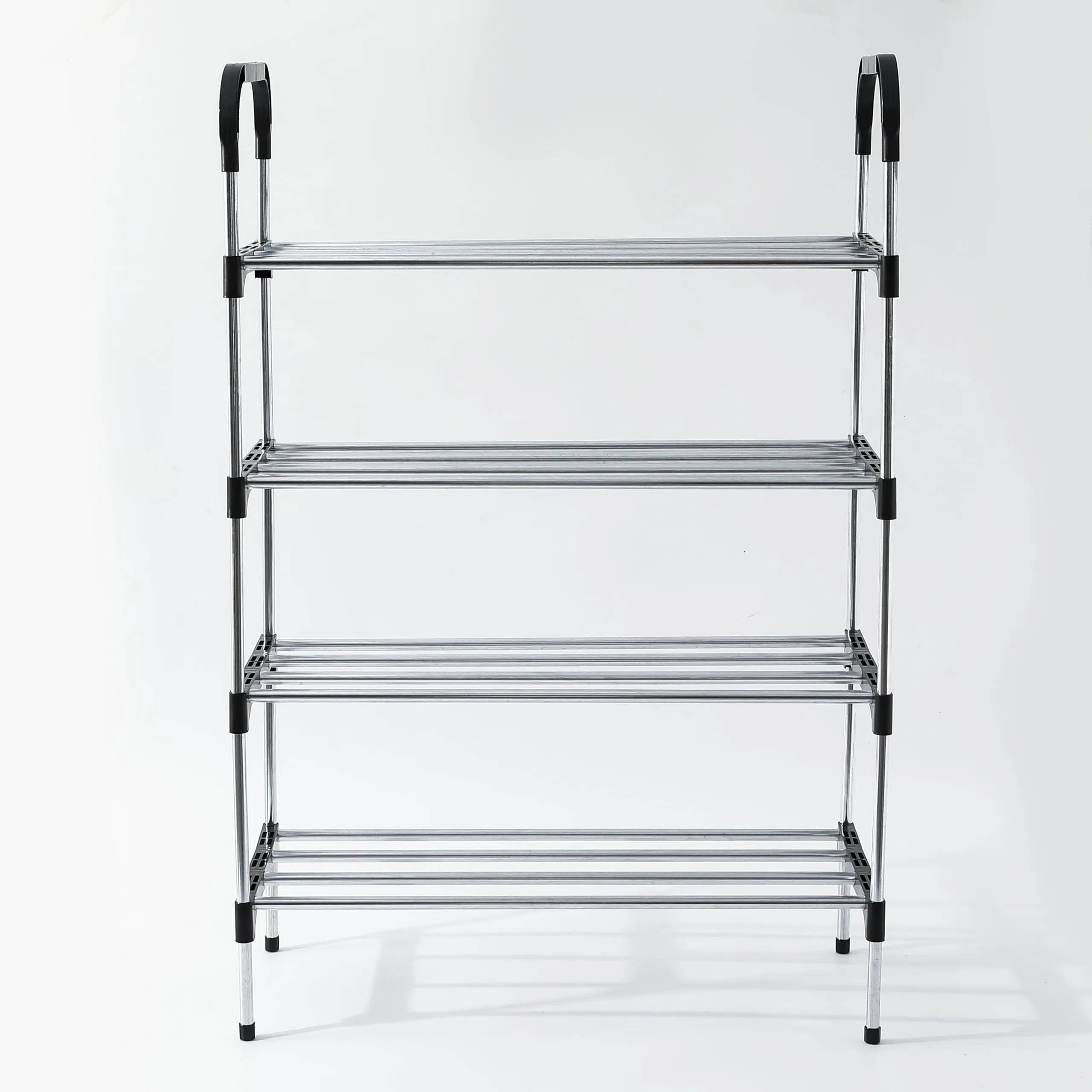 Kuber Industries (Pack 5) 5 Layer Shoe Rack | Footwear Holder | Shoe Storage Organizer Cabinet | Multi-Layer Adjustable shoe rack stand | Easy Assembly Sturdy Shoe Tower | Black & Silver