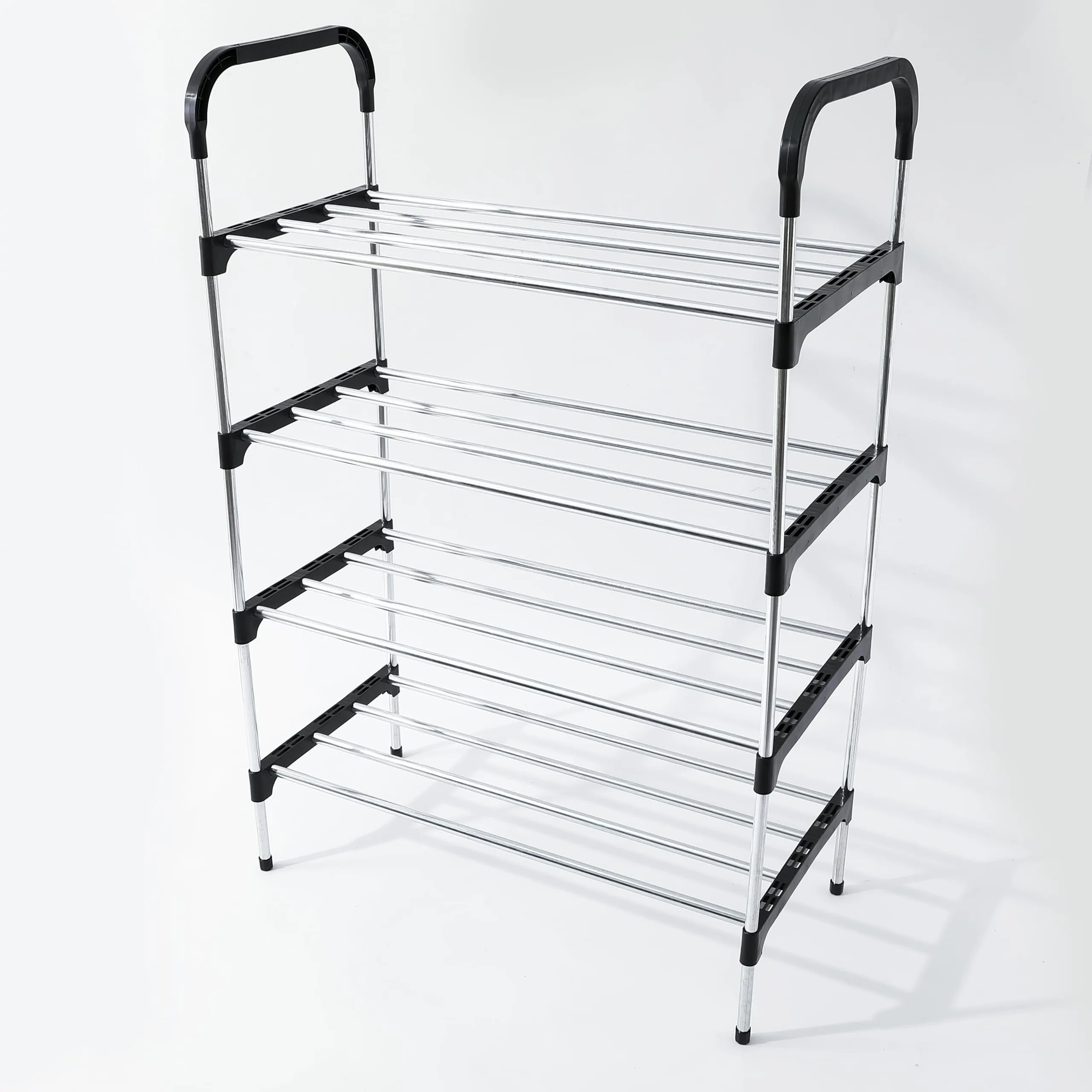 Kuber Industries (Pack 6) 5 Layer Shoe Rack | Footwear Holder | Shoe Storage Organizer Cabinet | Multi-Layer Adjustable shoe rack stand | Easy Assembly Sturdy Shoe Tower | Black & Silver