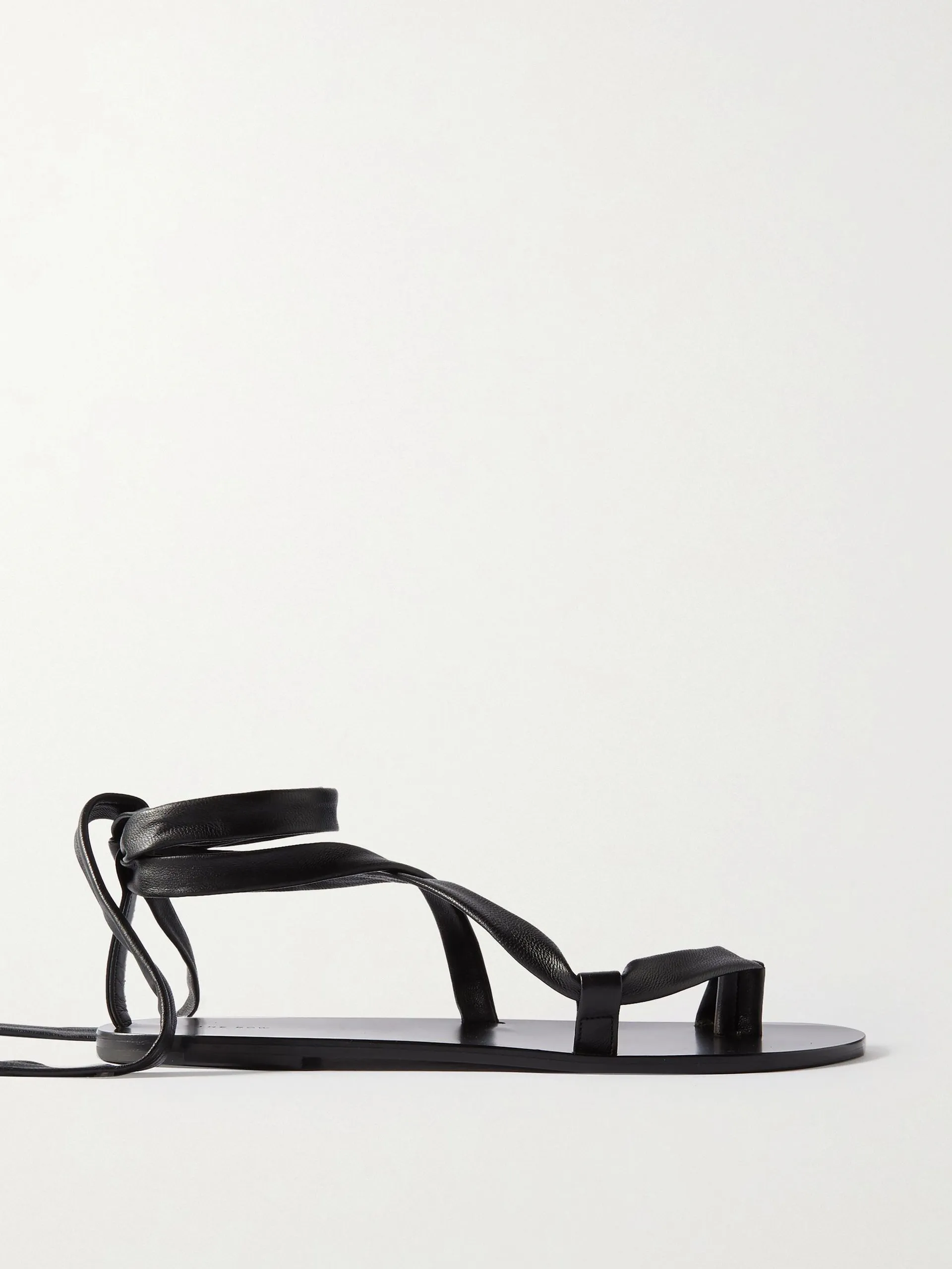 Lace-up black leather sandals