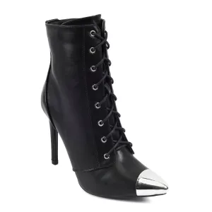 Lace Up Detail Stiletto Ankle Boots