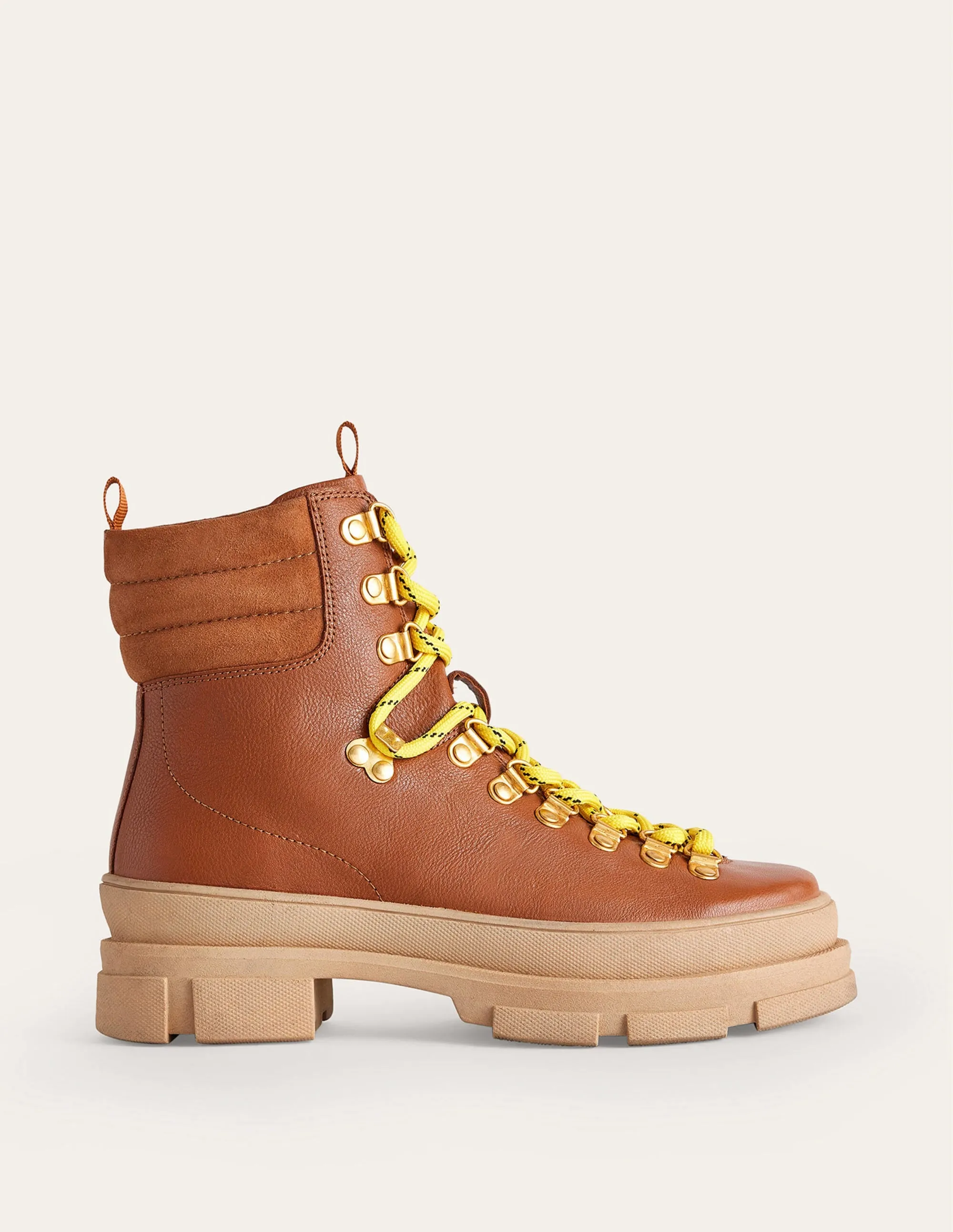 Lace-up Hiker Boots-Honey Leather