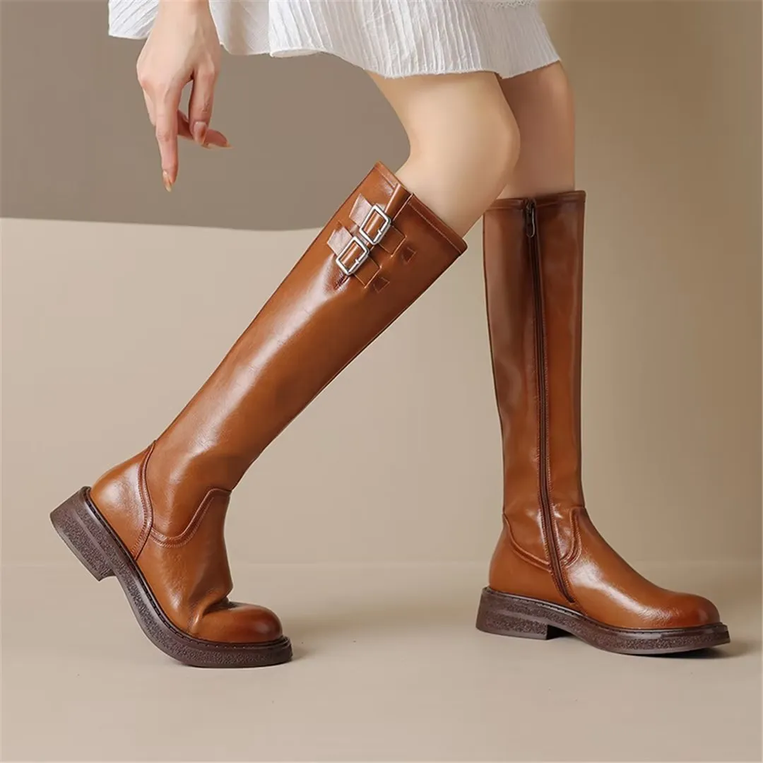 LeatherGlam Sleek Cowhide Slip-On Winter Boots