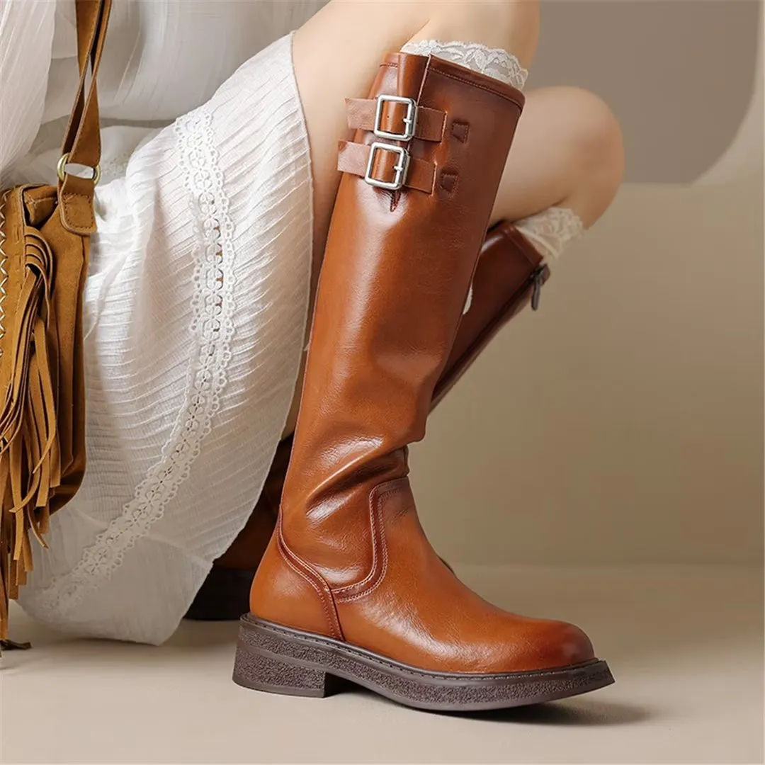 LeatherGlam Sleek Cowhide Slip-On Winter Boots