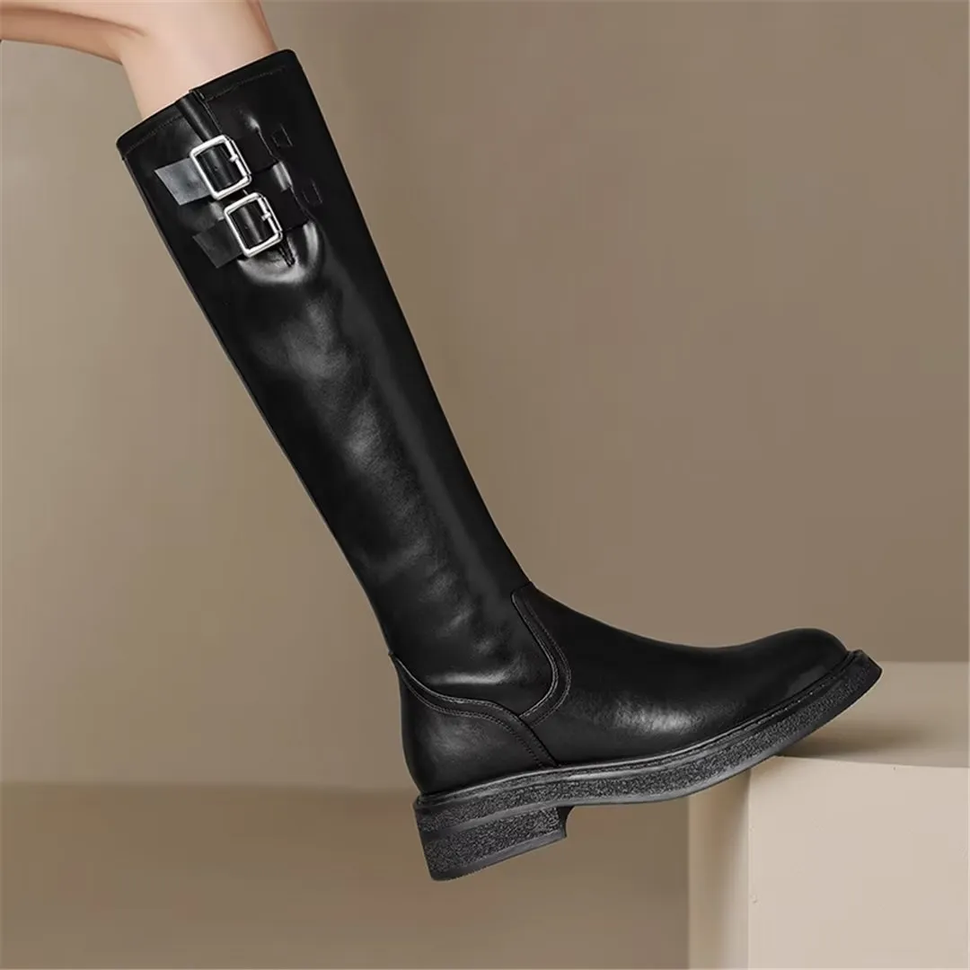 LeatherGlam Sleek Cowhide Slip-On Winter Boots