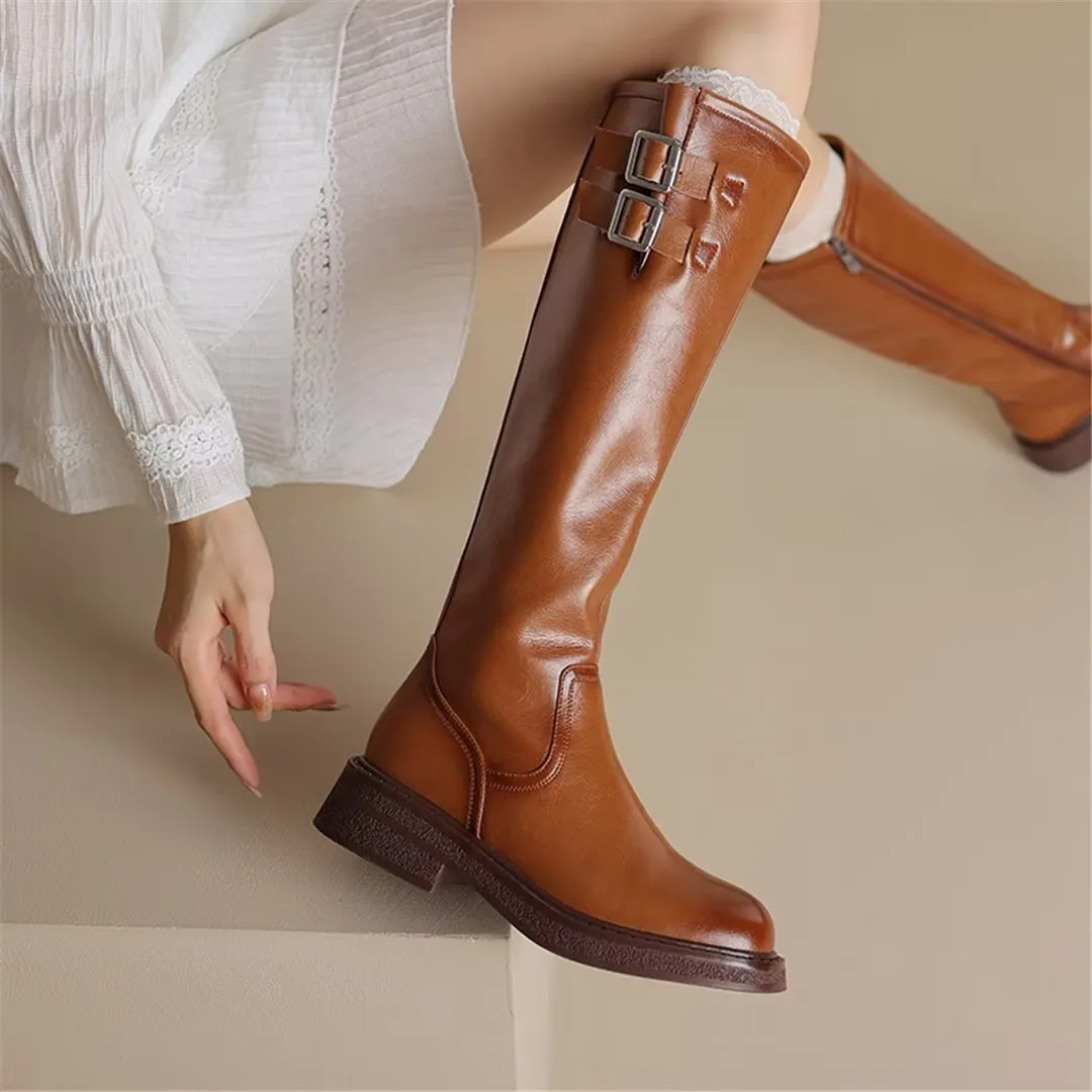 LeatherGlam Sleek Cowhide Slip-On Winter Boots