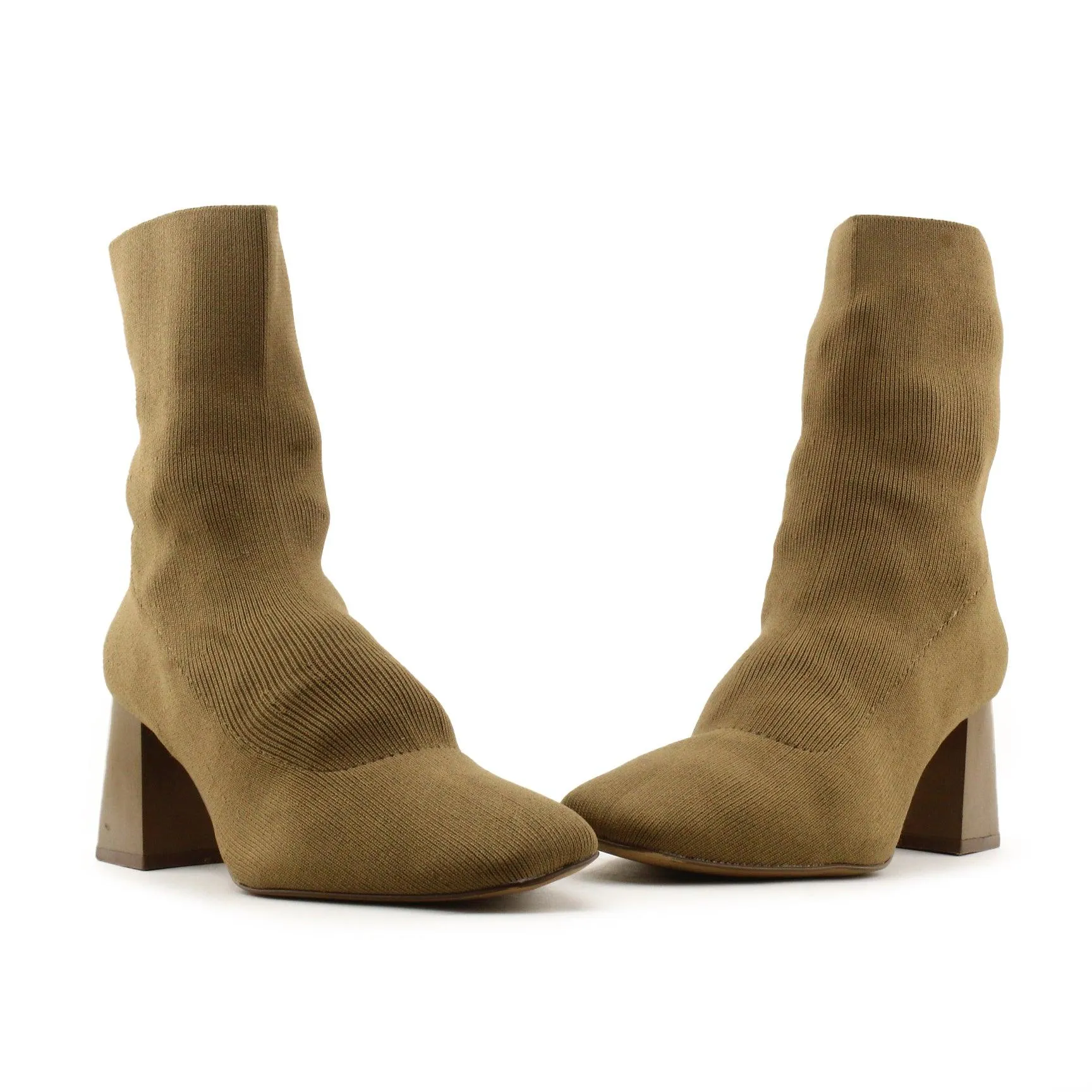 Lefties Block Heels Sock Boots | Suede