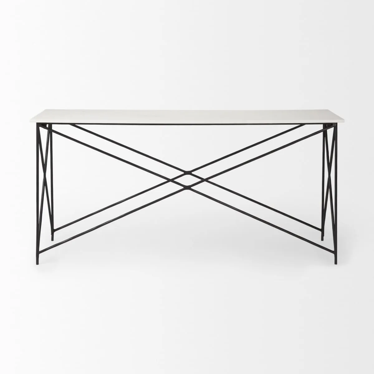 Lorlei Console Table White Marble | Black Iron