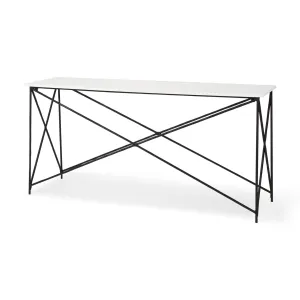 Lorlei Console Table White Marble | Black Iron