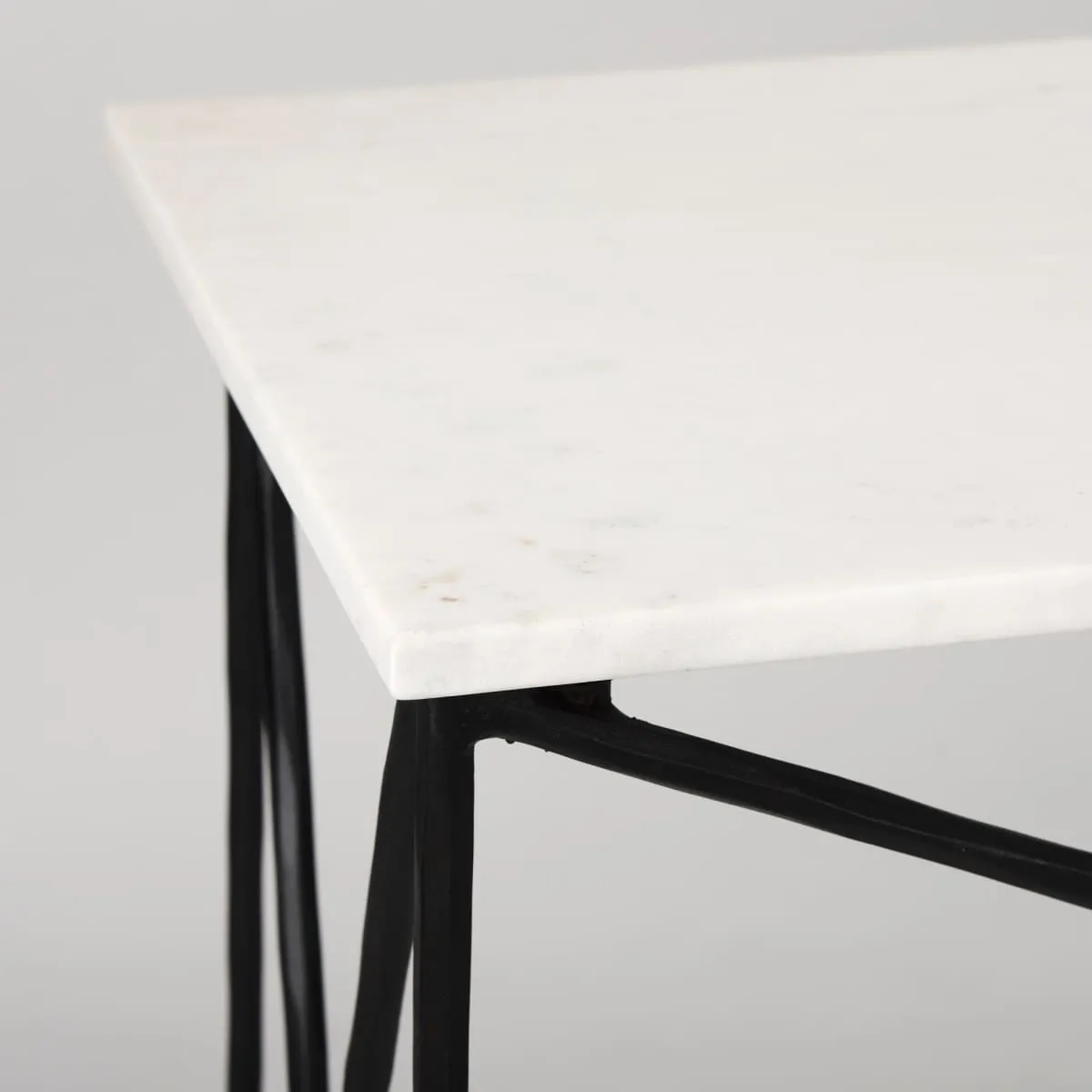 Lorlei Console Table White Marble | Black Iron