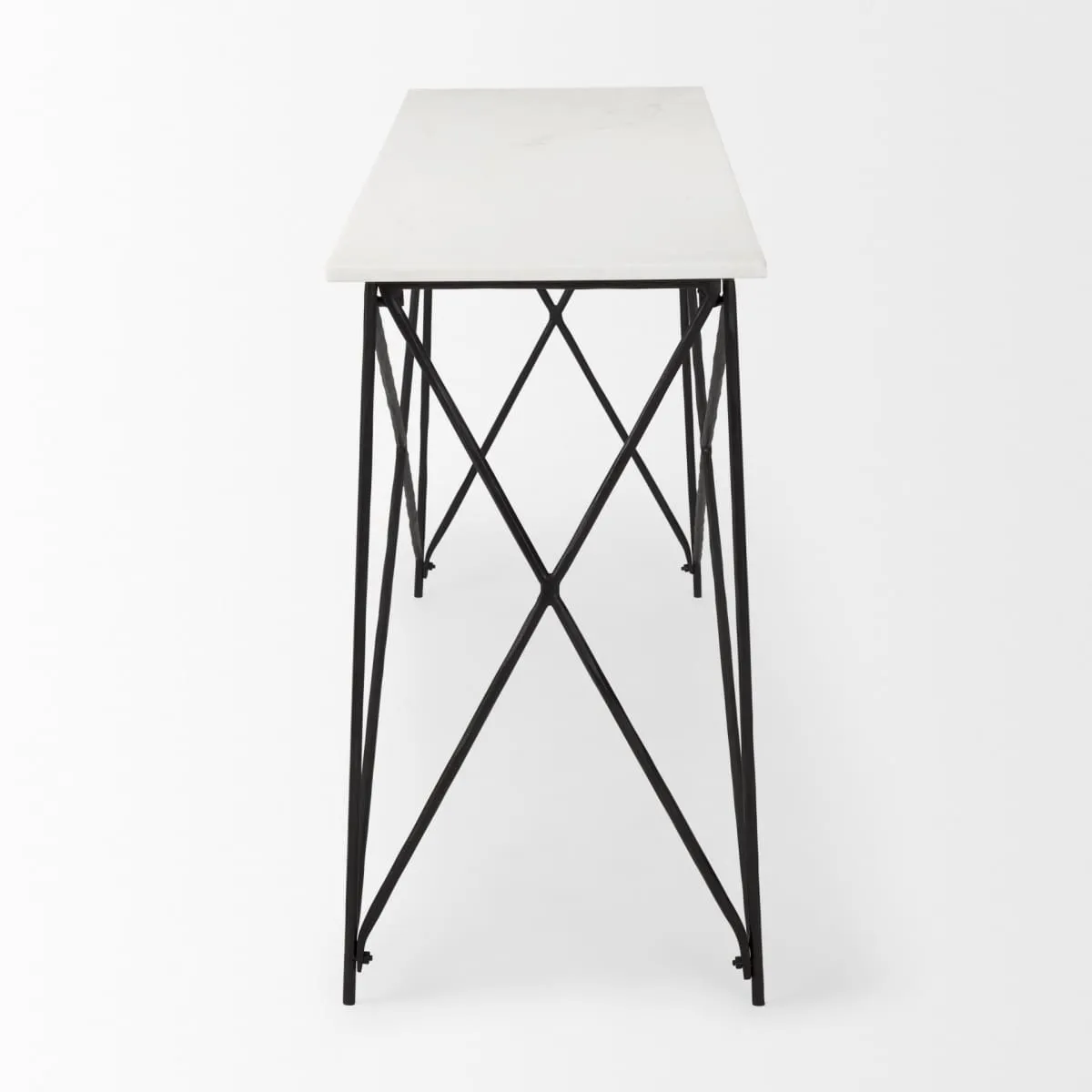 Lorlei Console Table White Marble | Black Iron