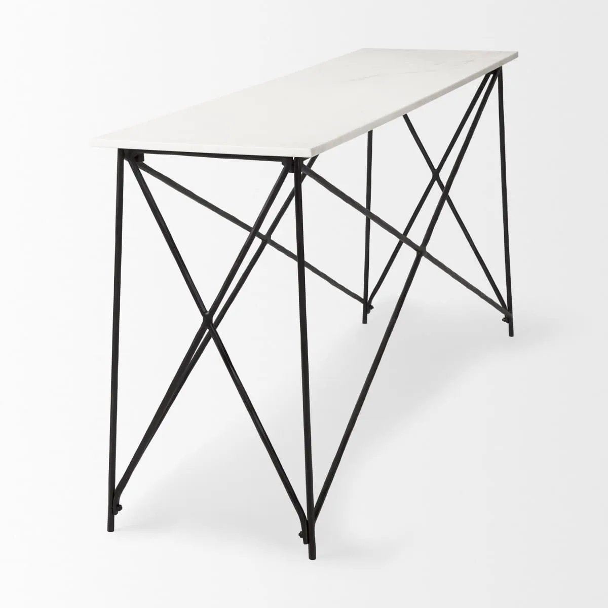 Lorlei Console Table White Marble | Black Iron