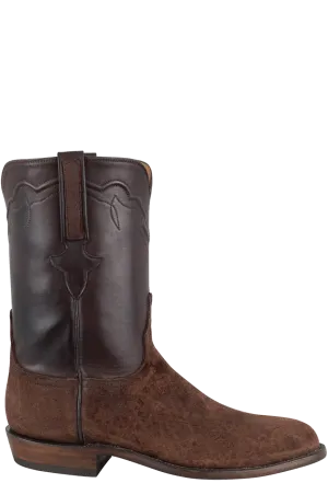 Lucchese Men's Hippo Leather Roper Boots- Chocolate