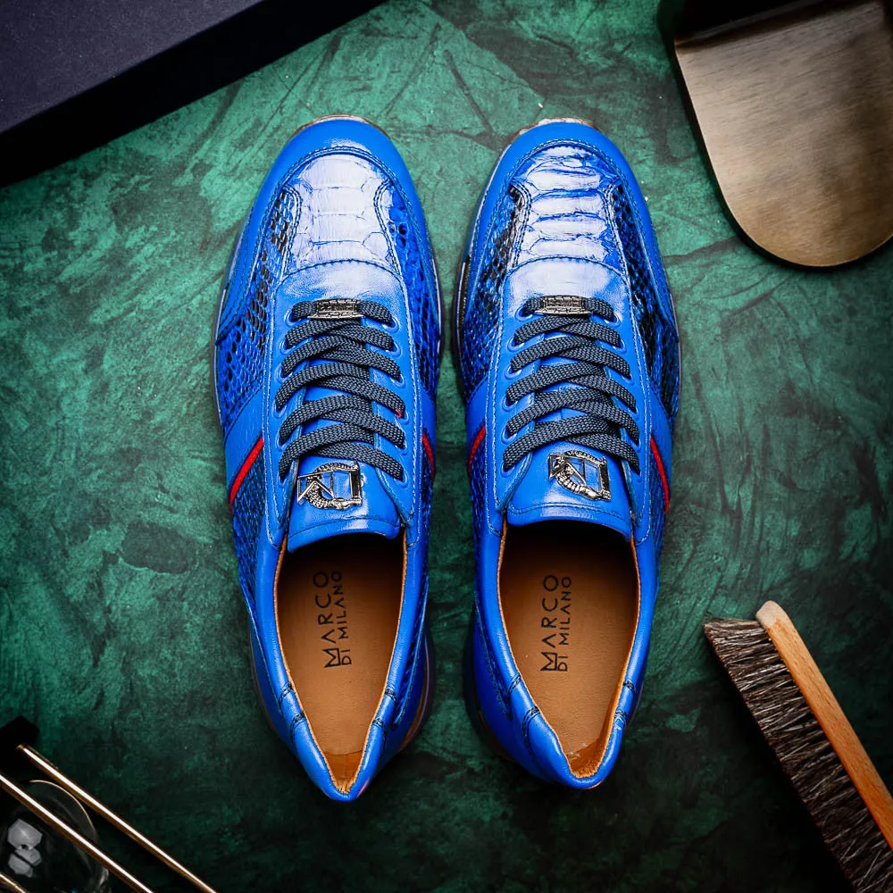 Marco Di Milano BRESCIA Electric Blue Python & Calfskin Sneakers