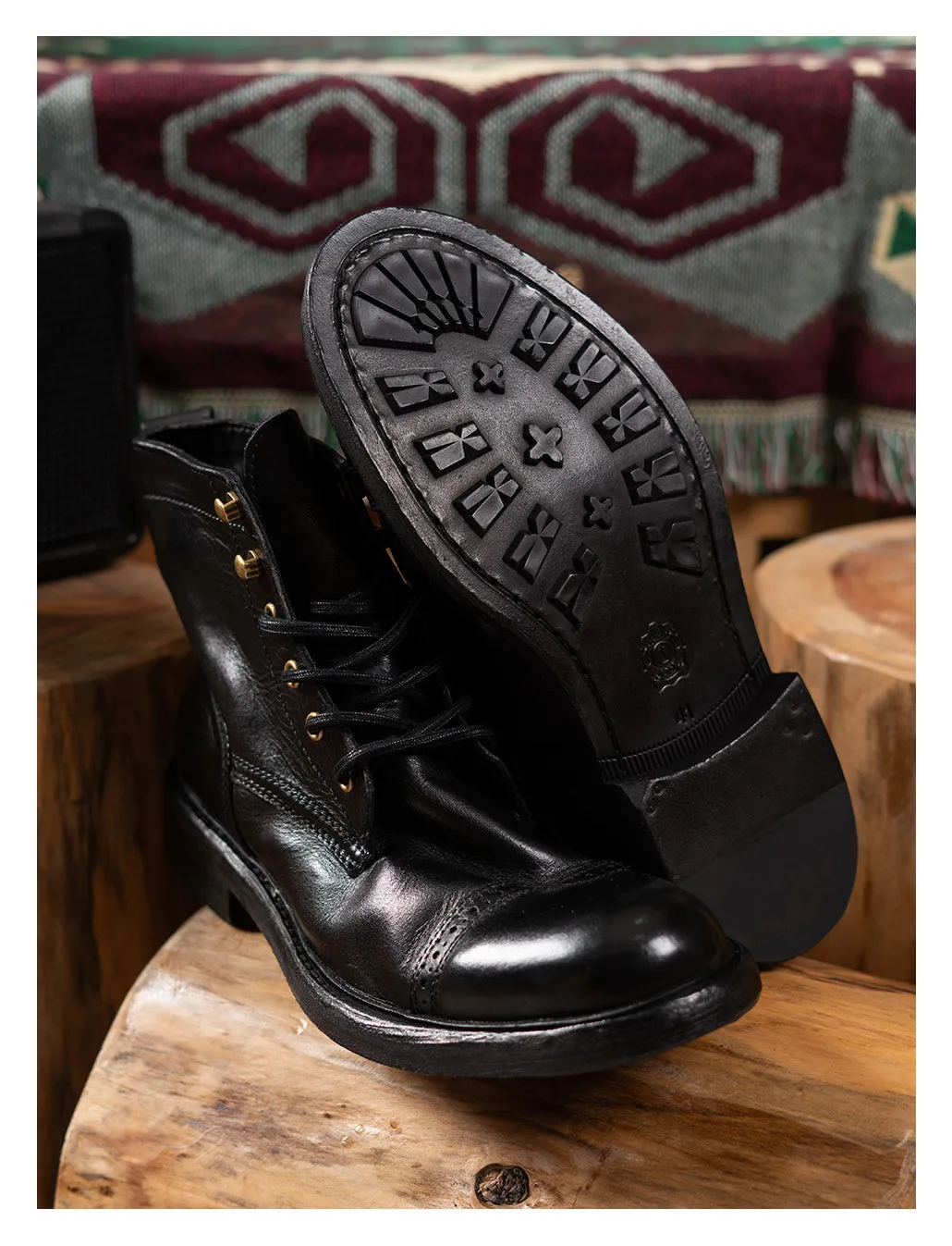 Men's Leather Brogue Service Boots