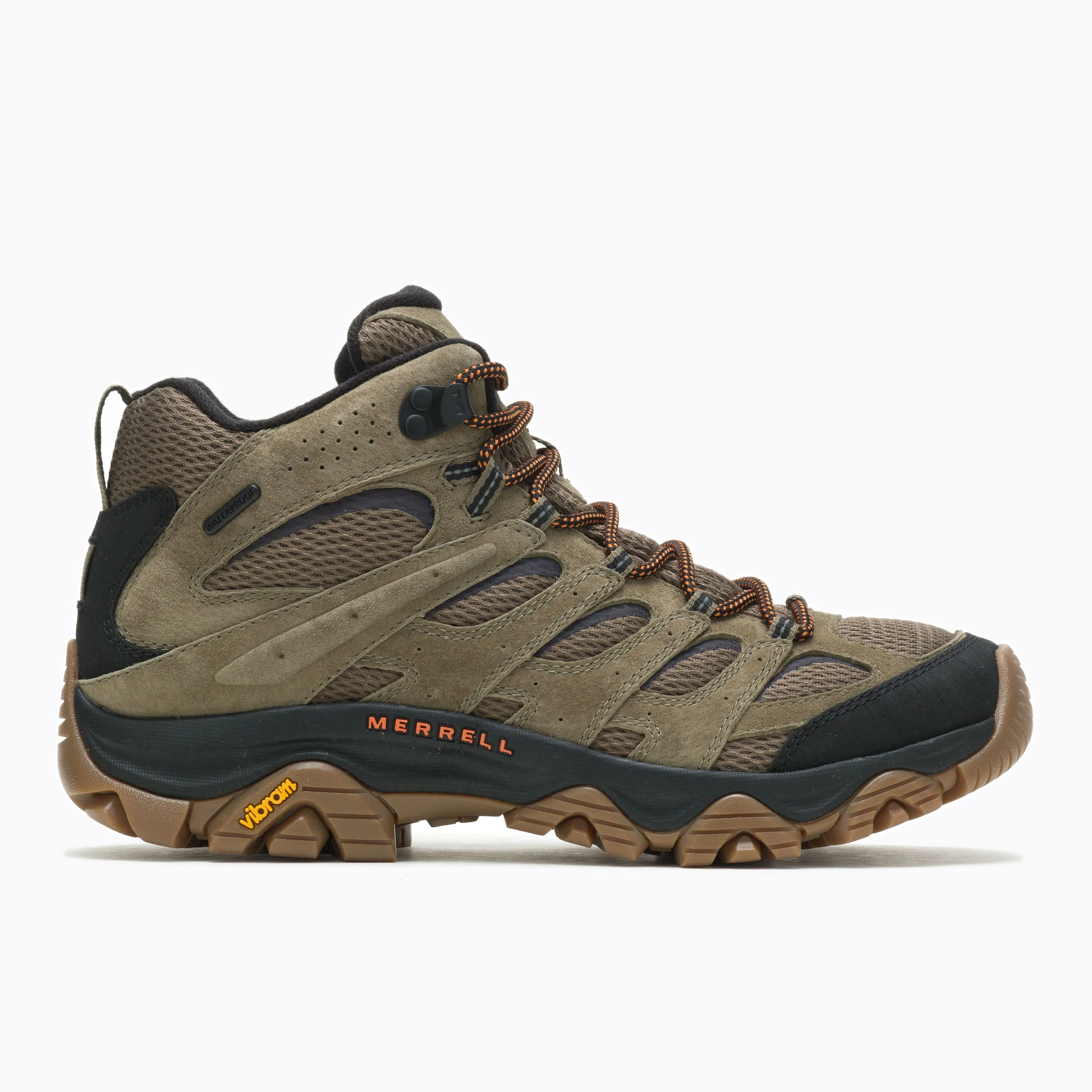 Merrell J036549 Moab 3 Mid Waterproof Hiking Boots for Men - Olive/Gum - 10.5M