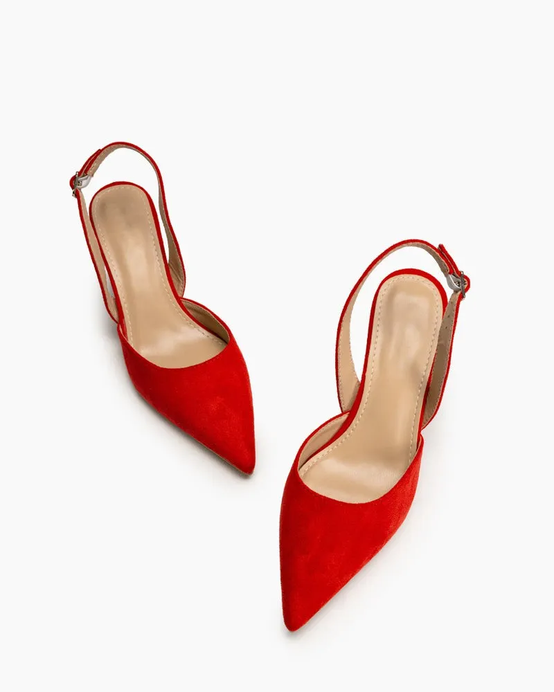 Mid Heel Minimalist Suede Pointed Toe Pumps