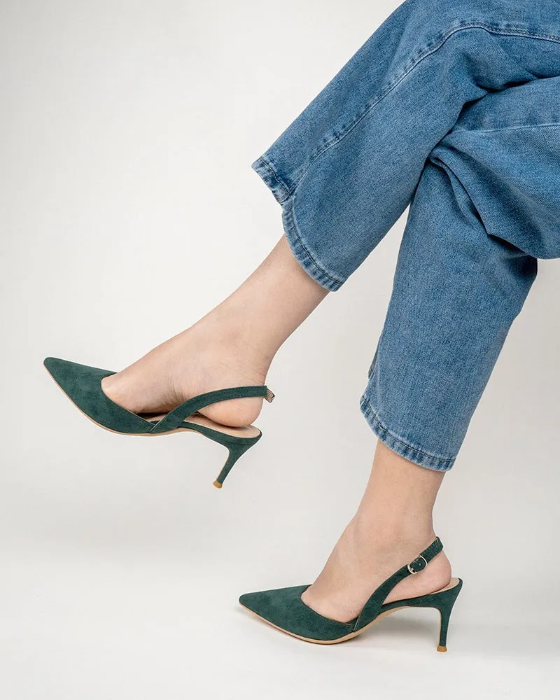 Mid Heel Minimalist Suede Pointed Toe Pumps