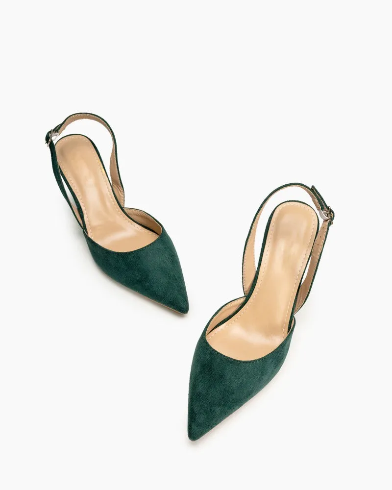 Mid Heel Minimalist Suede Pointed Toe Pumps