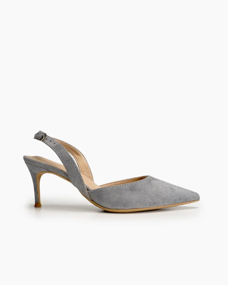 Mid Heel Minimalist Suede Pointed Toe Pumps