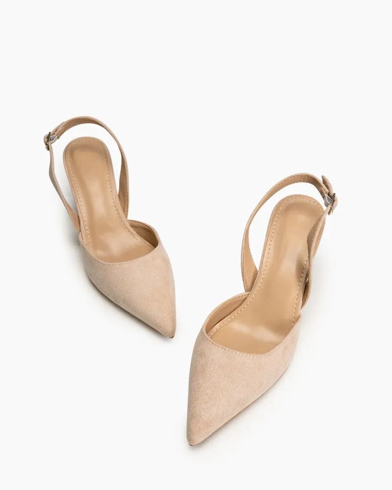 Mid Heel Minimalist Suede Pointed Toe Pumps