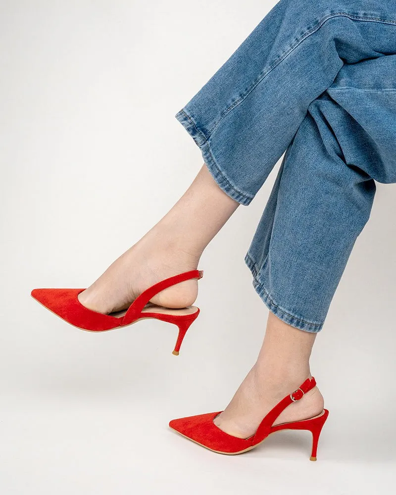 Mid Heel Minimalist Suede Pointed Toe Pumps