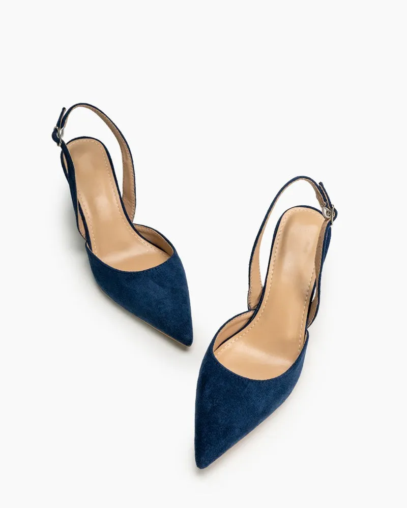 Mid Heel Minimalist Suede Pointed Toe Pumps