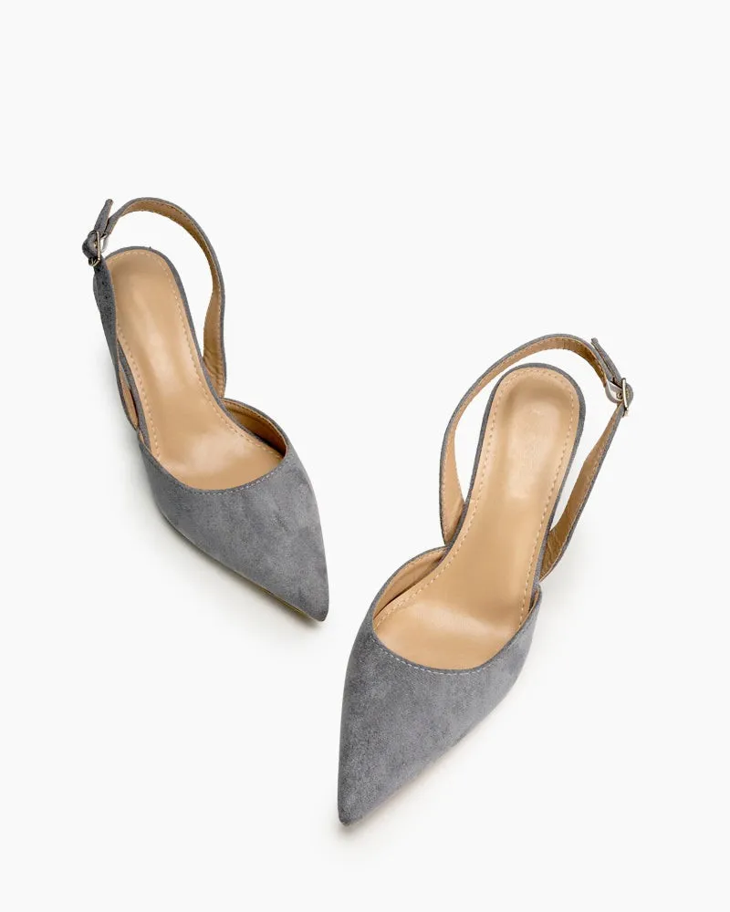 Mid Heel Minimalist Suede Pointed Toe Pumps