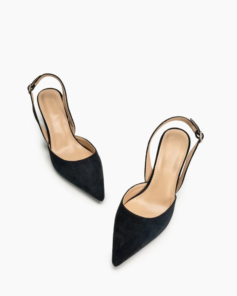 Mid Heel Minimalist Suede Pointed Toe Pumps