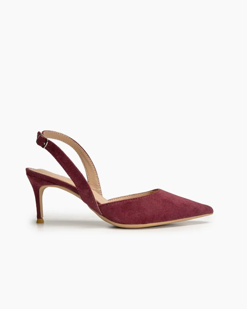 Mid Heel Minimalist Suede Pointed Toe Pumps