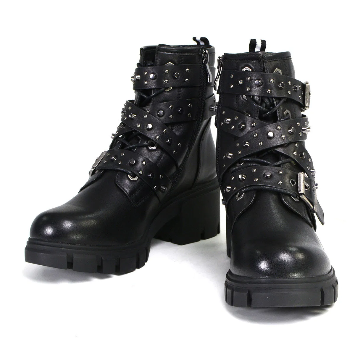 Milwaukee Leather MBL9444 Women's Bruiser Premium Black Lace-Up